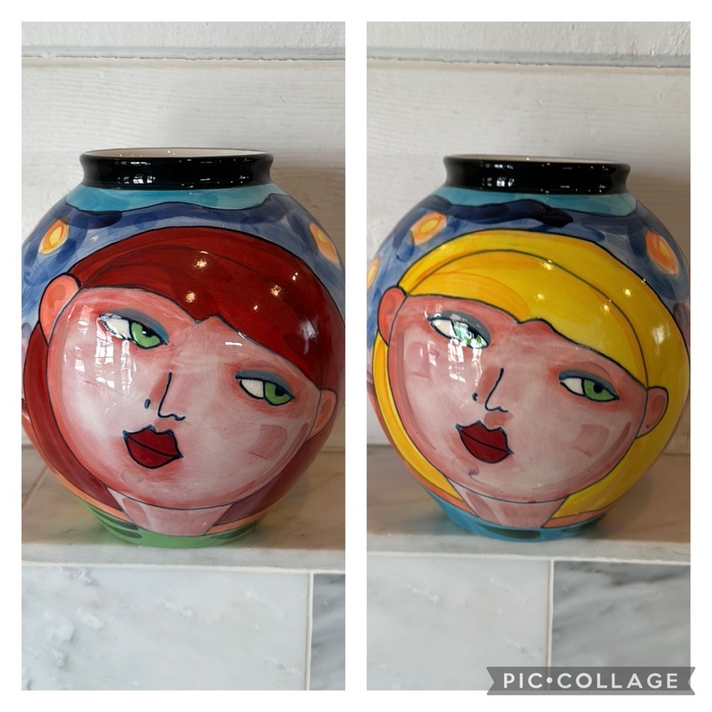 Denise Ford By Ganz Bella Casa Ladies Faces Ceramic Vase NWT